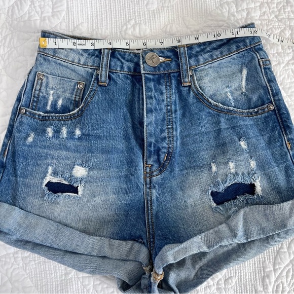 One Teaspoon Shorts Women 25 High Waist Bandits Relaxed Fit Twisted Cuff Hem B21 - Picture 8 of 10